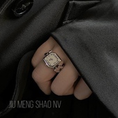 时尚 夸张S925银罗马数字戒指ins复古时尚 开口可调指环嘻哈戒子B63