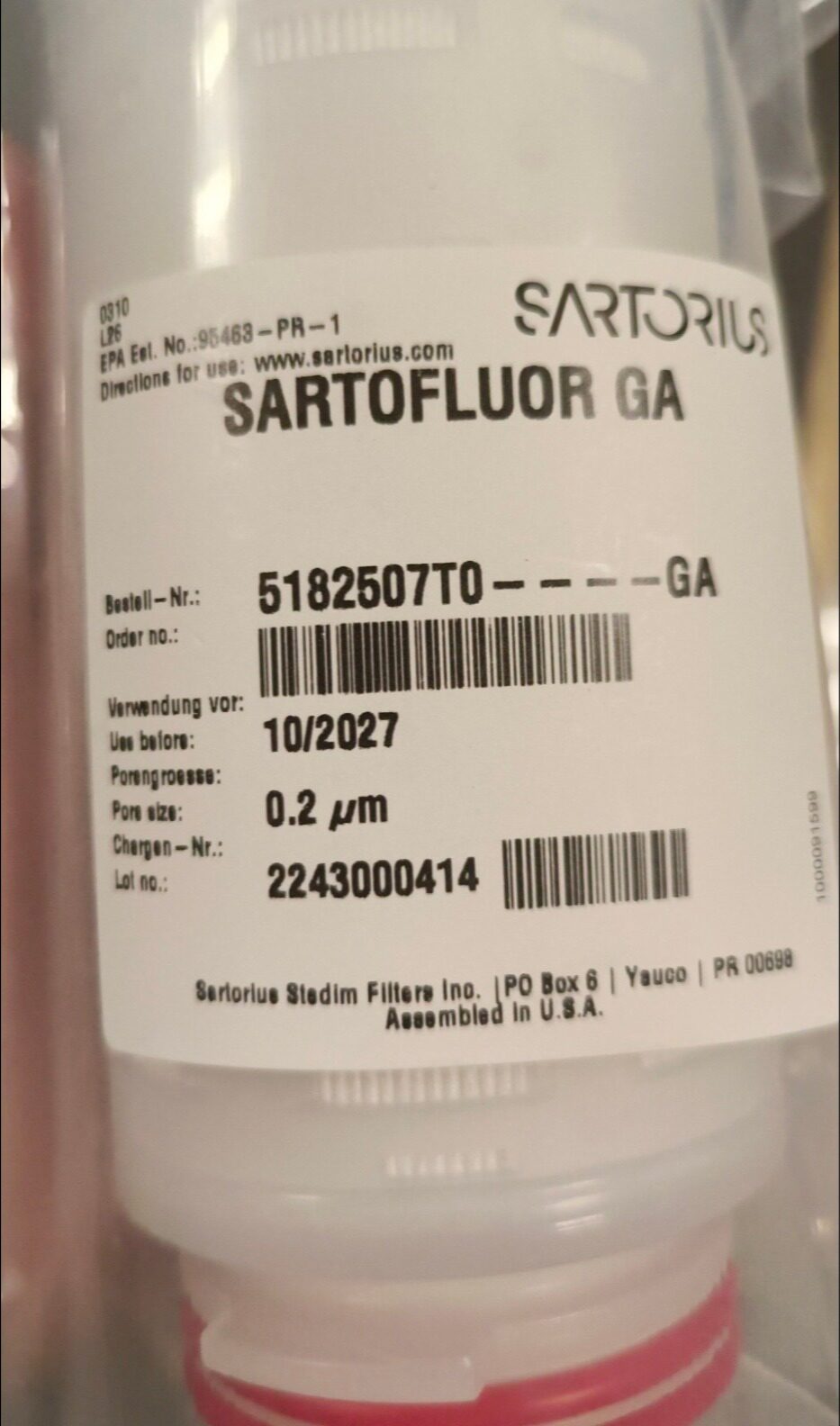 5182507t0-ga赛多利斯sartofluor滤芯ptfe空气过滤器