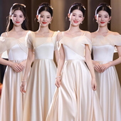 香槟色伴娘服礼服2026新款 姐妹裙女缎面简约气质显瘦高级小众 夏季