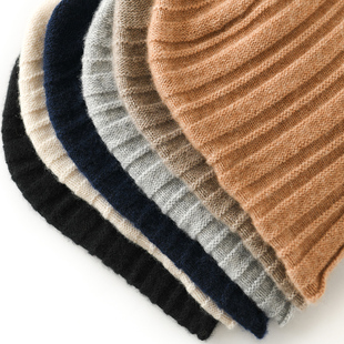 纯羊绒帽子女秋冬新款钩花镂空针织毛线堆堆帽简约保暖百搭纯色潮