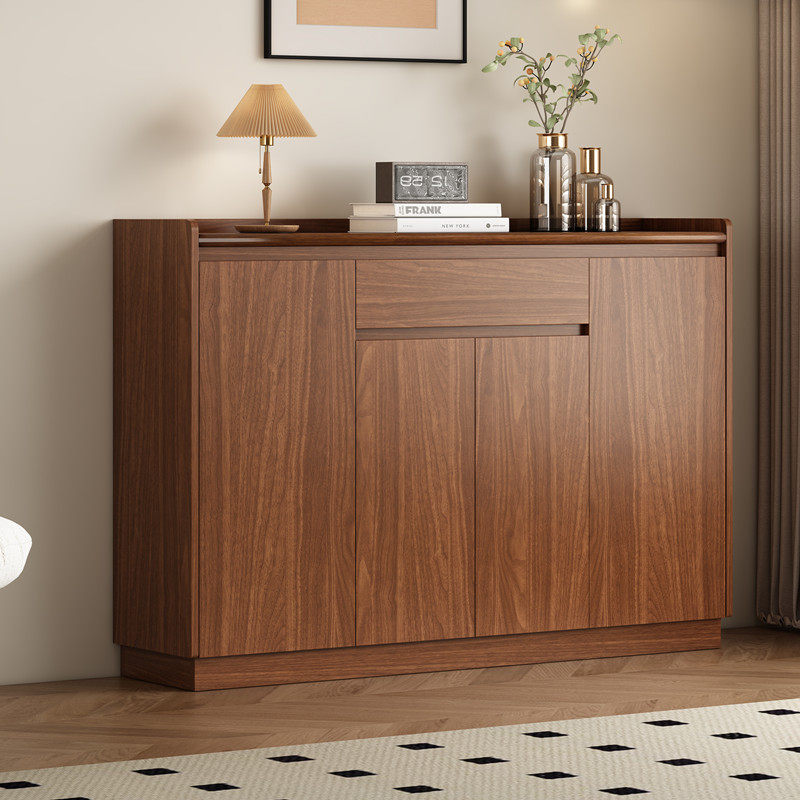 新中式家用鞋柜进门客厅玄关柜2025新款入户门口实木隔断柜胡桃色