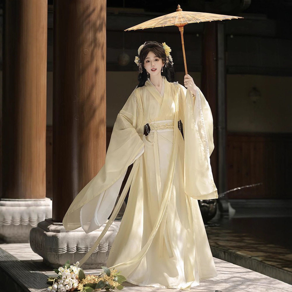 原创汉服女2026新款魏晋风超仙气交领齐腰大袖绣花八破裙清冷古装