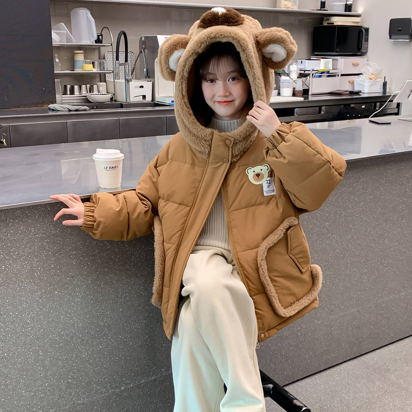 女童羽绒服冬季2025新款儿童外套加厚上衣女孩90白鸭绒冬装中长款