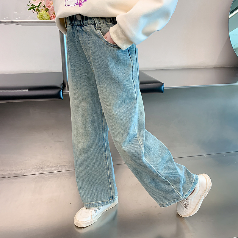 女童洋气牛仔裤2025秋季新款儿童韩版长裤中大童秋装刺绣休闲裤潮