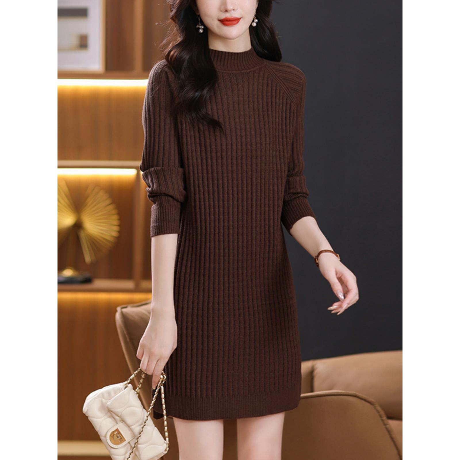 半高领毛衣女士中长款秋冬2025新款爆款洋气内搭连衣裙针织打底衫