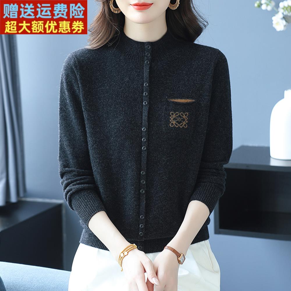 高端时尚新品100%纯羊绒女半高领毛衣套头宽松上衣秋冬羊毛打底衫