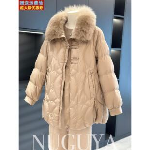 中国风羽绒服外套女妈妈装中长款冬季新款上衣大码中老年鸭绒大衣