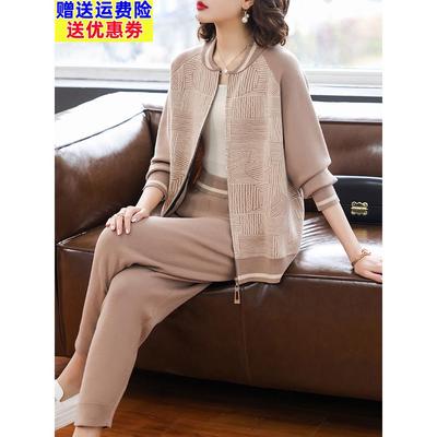 妈妈春秋外套洋气休闲两件套40岁50减龄时尚中老年女装运动服套装