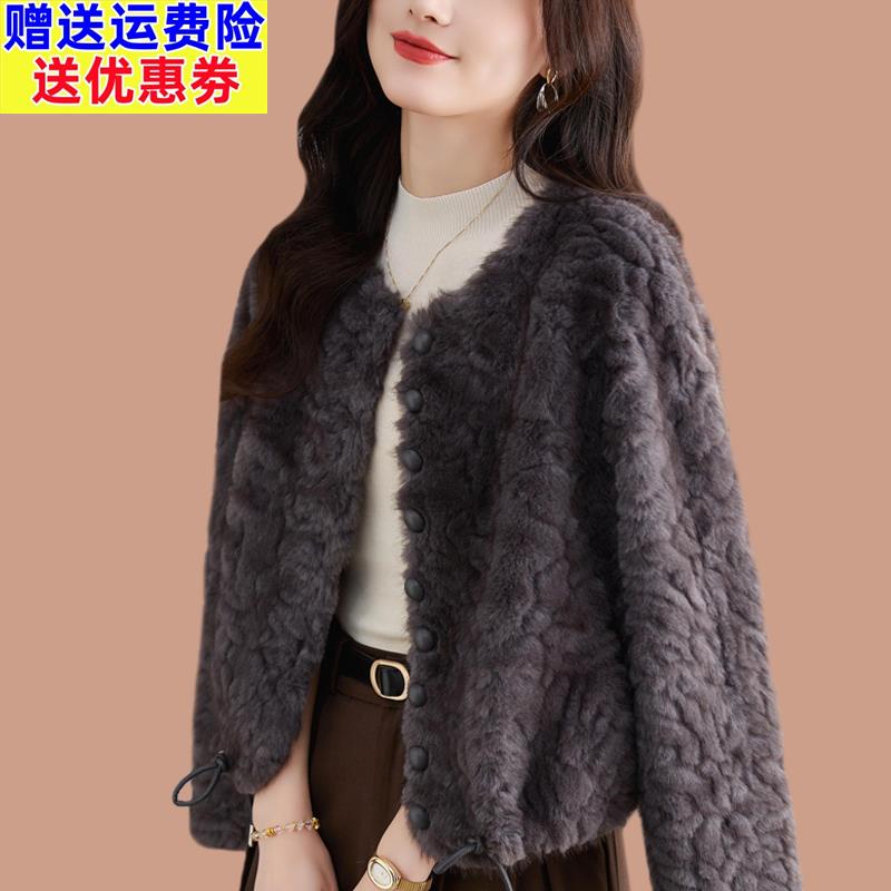 皮毛一体2025新款爆款小个子时尚海宁皮草外套女年轻款仿貂毛毛厚
