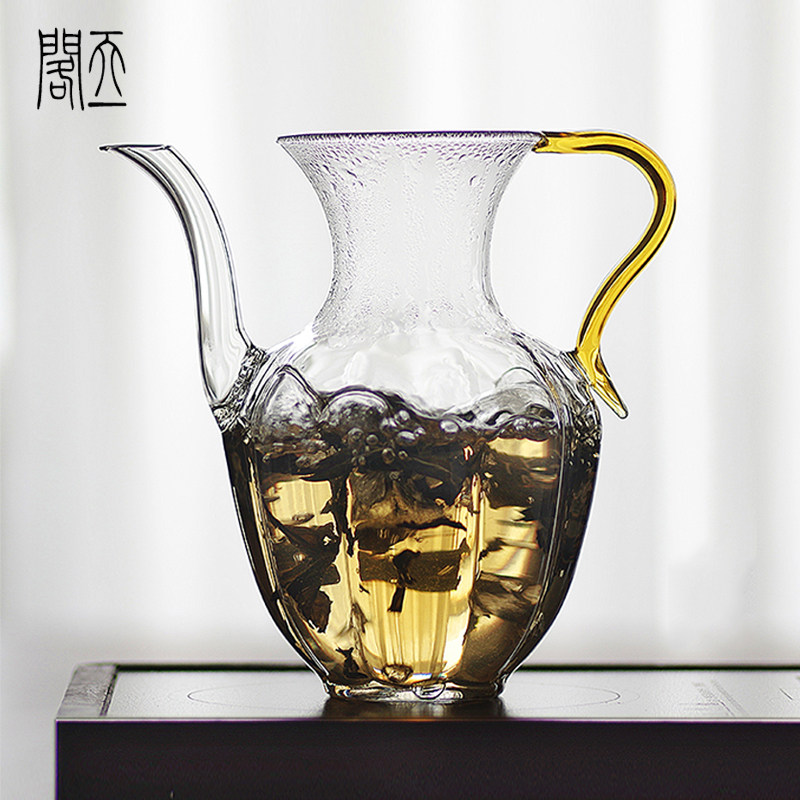 天一阁丨中式玻璃茶壶仿宋莲花泡茶壶耐高温公杯道手执壶煮茶壶