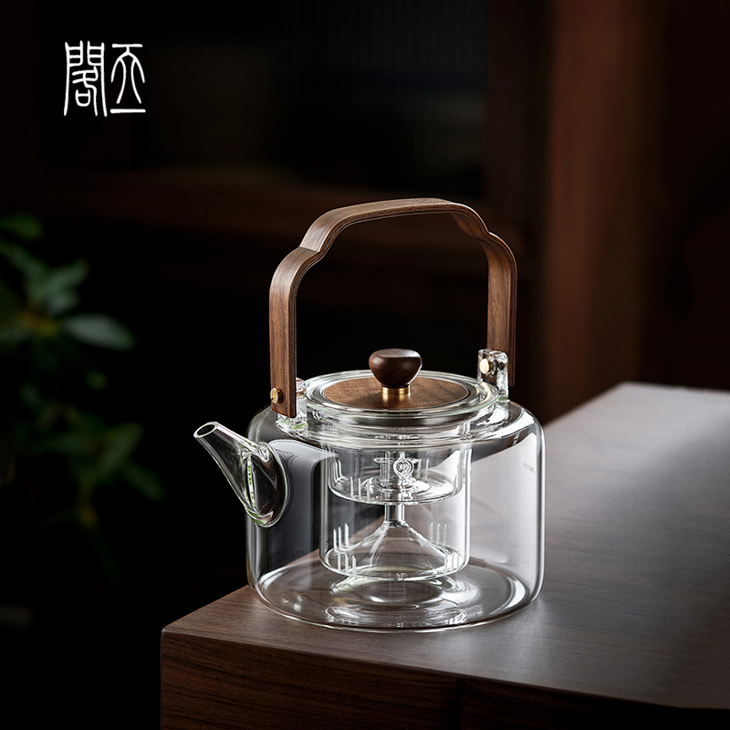 天一阁丨中式高档玻璃煮茶壶家用办公耐高温泡茶壶电陶炉烧水茶具