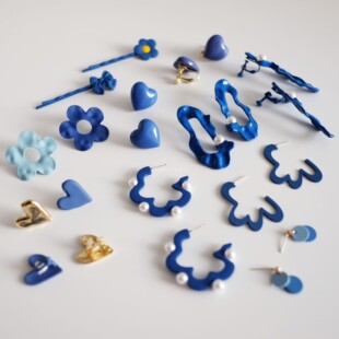 瓦尔登蓝！当代艺术Athflow风耳钉耳夹配毛衣大衣T恤裙子美艳显白