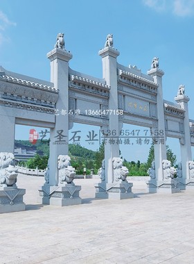 石雕牌坊花岗岩石牌楼新农村石门寺庙景区山门浮雕龙柱牌楼厂家