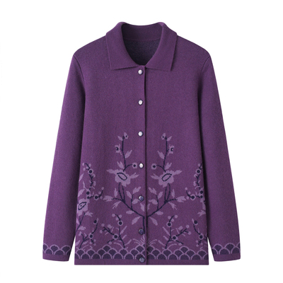 中老年加厚大码秋冬羊绒衫外套