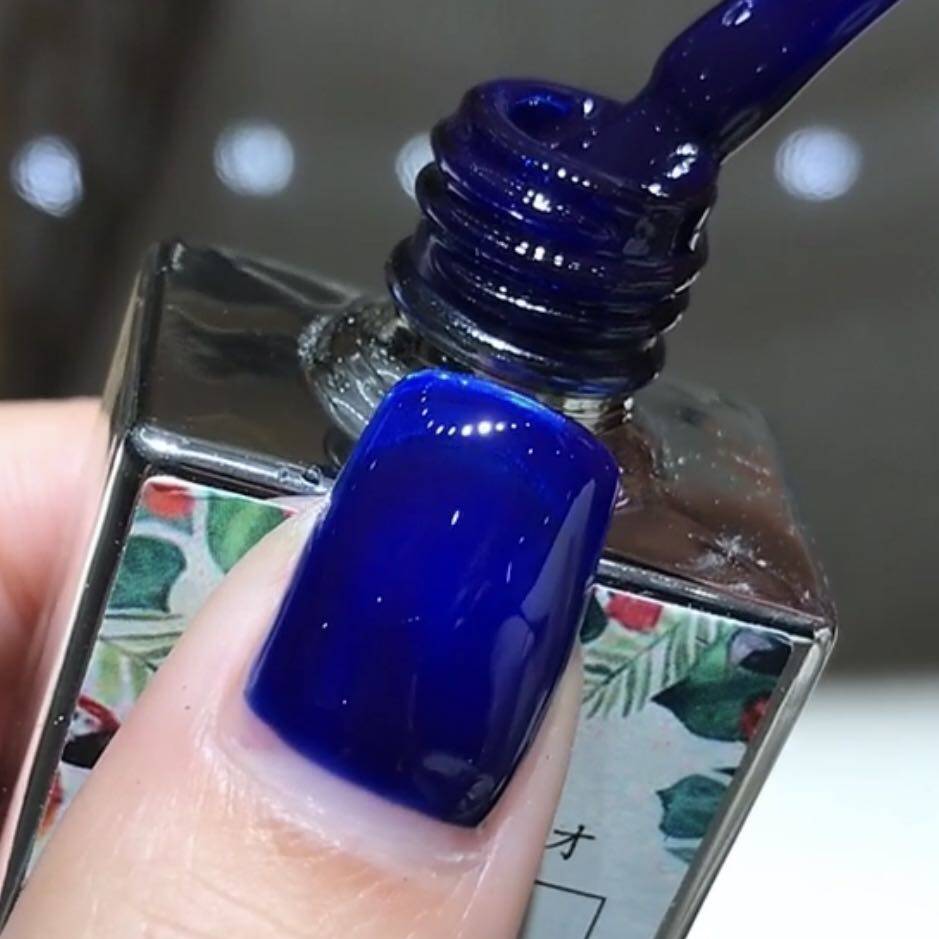 彩虹美甲网红新色美甲店光疗胶渐变显白款气质宝石蓝冰透深蓝色的