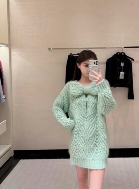 TT OF Girl 定制线 定染羊毛马海毛配比山茶花蝴蝶结毛衣裙