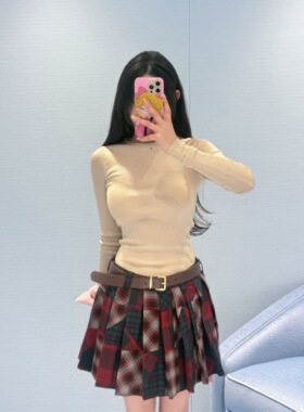 TT OF Girl 定制线 千金感桑蚕丝圆领V领两穿长袖修身显瘦打底衫