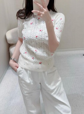 TT OF Girl「多洛米蒂」节日氛围刺绣花卉羊绒短袖/长袖针织衫