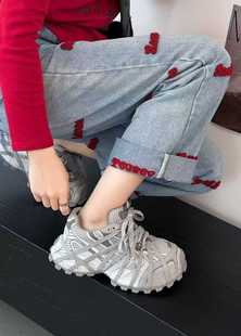 厚底老爹鞋 单鞋 女春季 网面透气运动鞋 小个子增高休闲鞋 2026新款