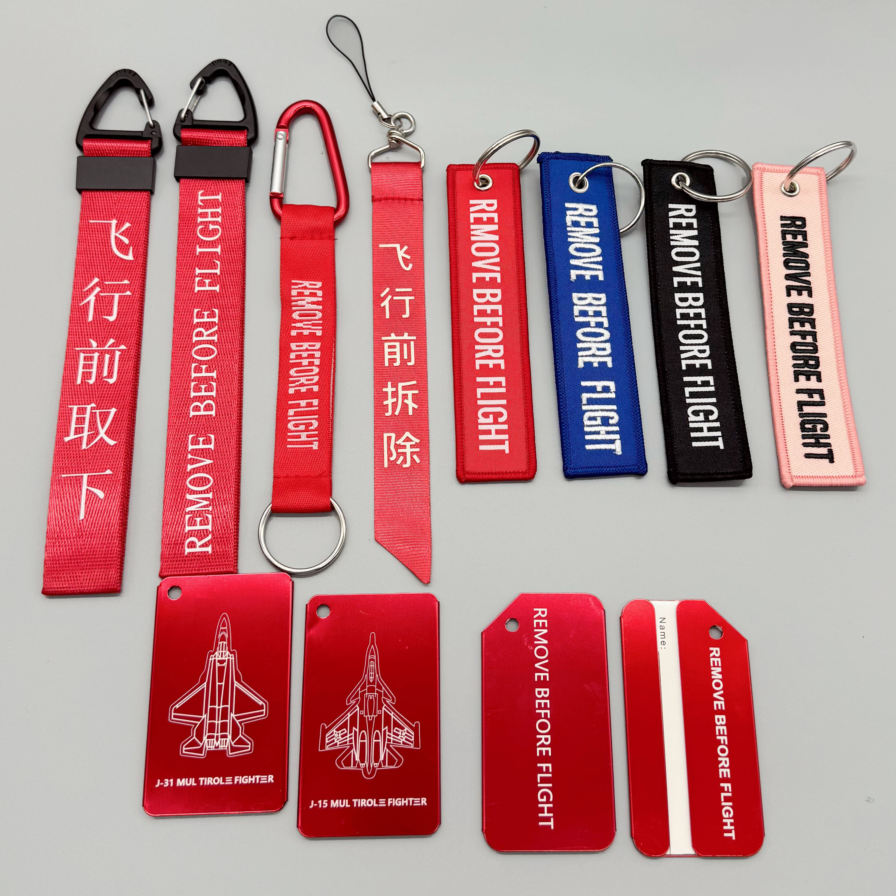 航展战斗机飞行前取下飞机安全插销飘带钥匙扣装饰扣红色飞行飘带