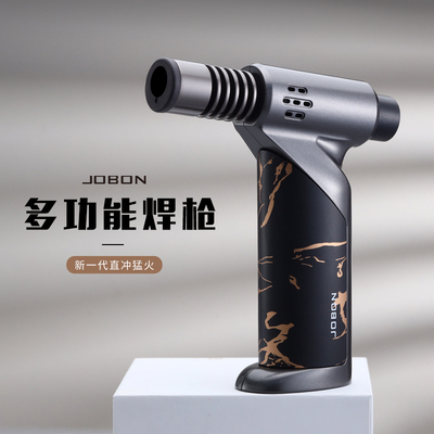 JOBON充气打火机直喷蓝焰多功能锌合金喷枪家用户外可调节锁火