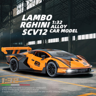 新豪迪1:32 兰博基尼SCV12合金跑车模型 开门声光回力仿真玩具车