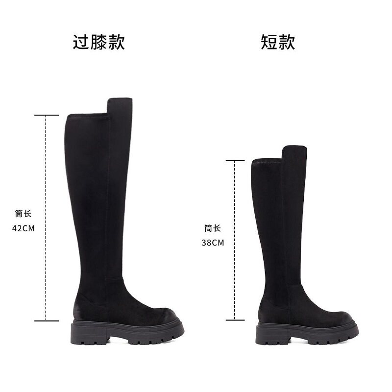 BOOTS WOMENS SLIM OVER-THE-KNEE BOOTS PLUS FLEECE 2022 NEW AUTUMN AND WINTER TALL BOOTS STRETCH BOOTS BOOTS WOMENS THICK SOLE