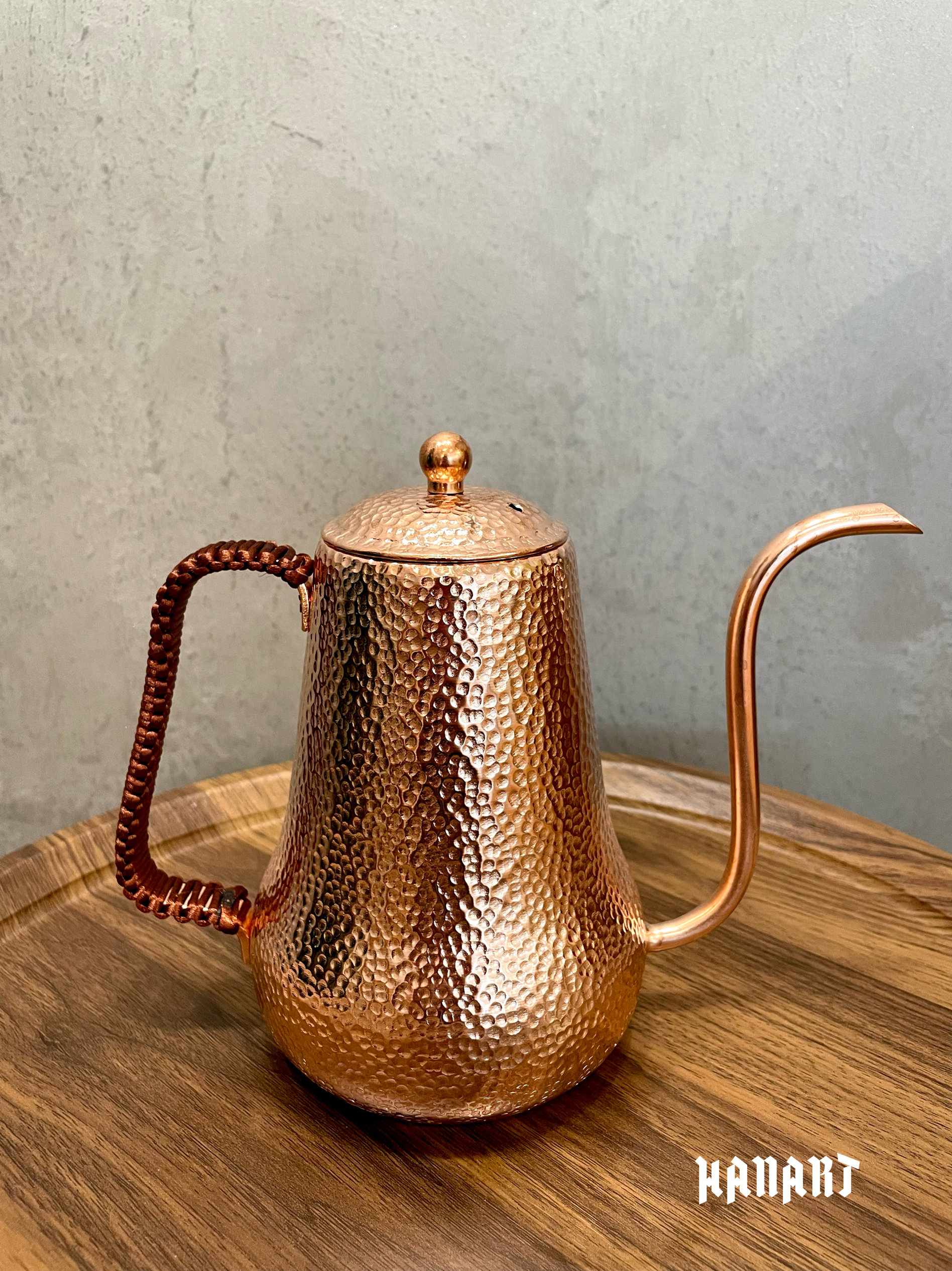 日本进口纯铜咖啡壶家用手冲细口铜质手工锤纹煮茶泡茶壶铜壶侧把