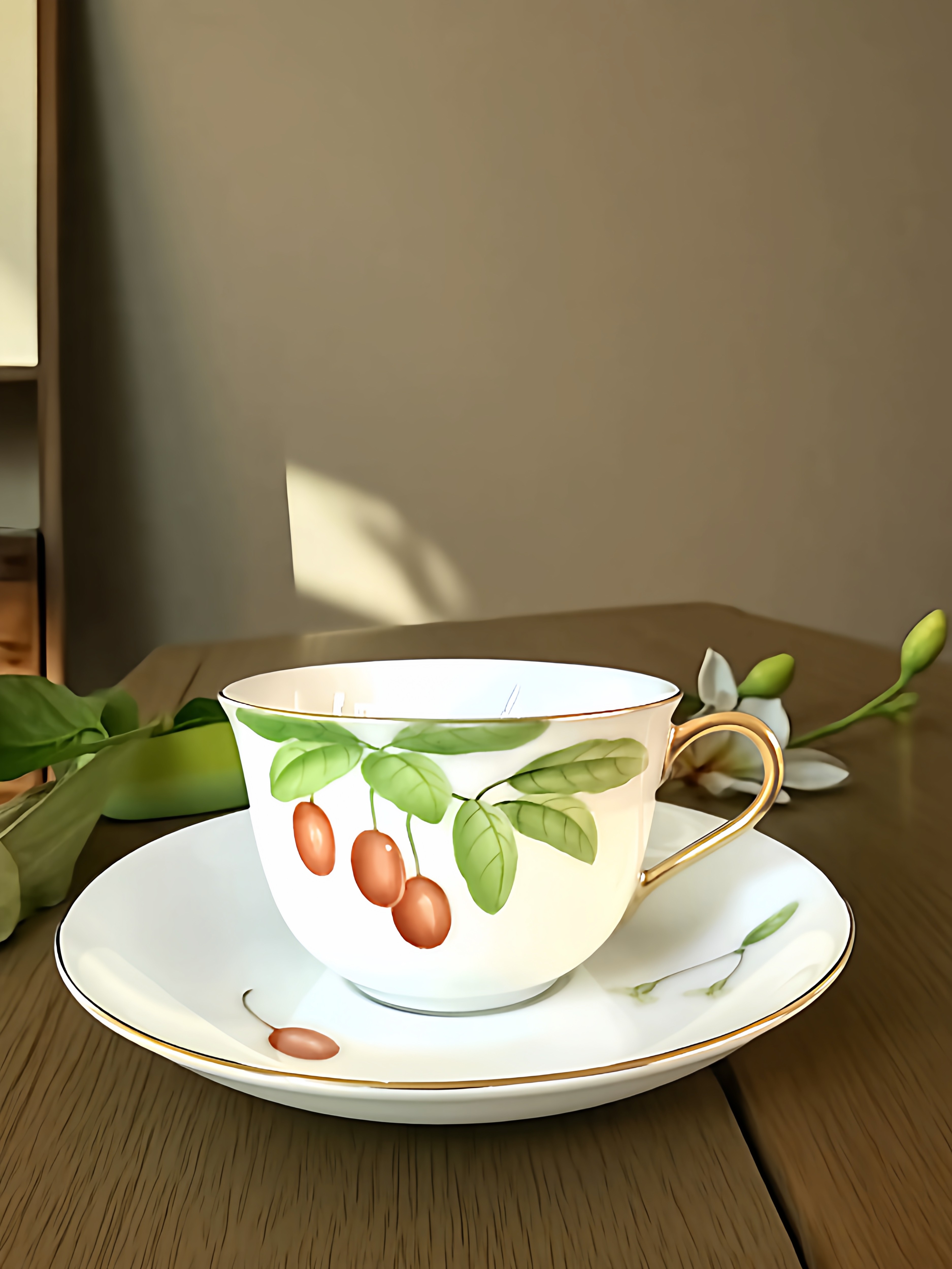 日本大仓陶园OKURA ART CHINA咖啡杯手绘水果画下午茶杯碟红茶杯