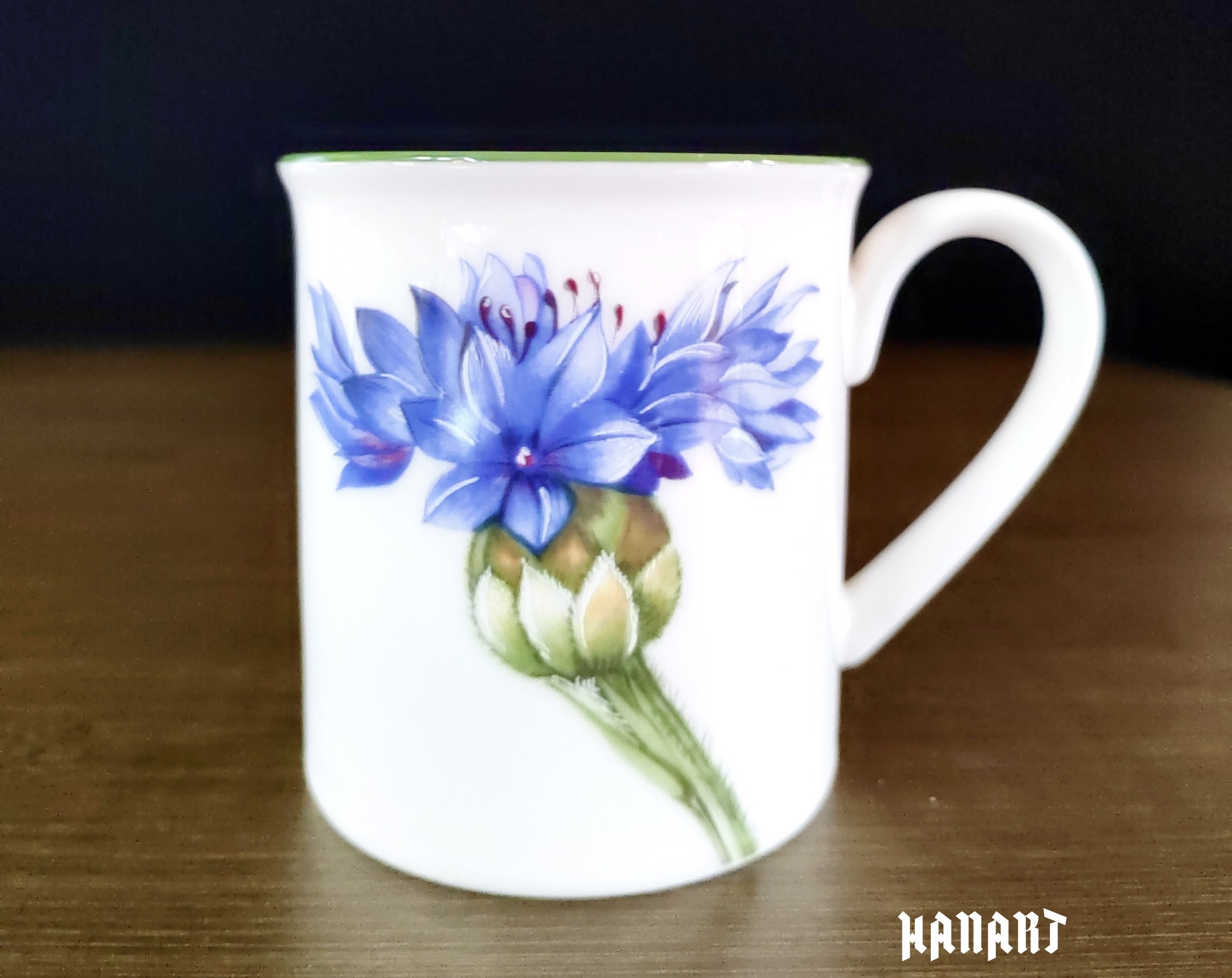 德国Villeroy&Boch唯宝手绘图案矢车菊马克杯茶杯水杯早餐牛奶杯