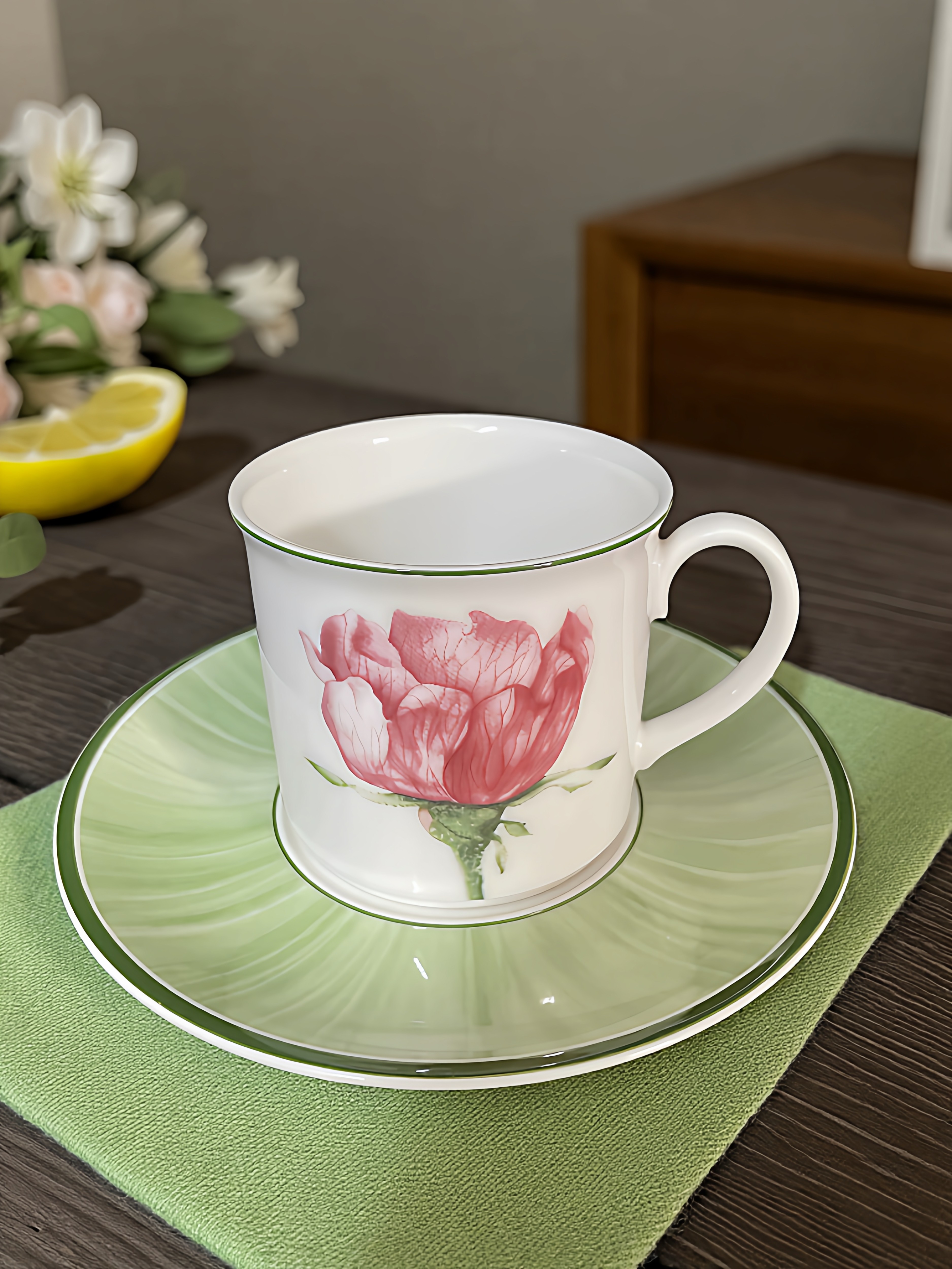 德国Villeroy&Boch唯宝手绘玫瑰矢车菊咖啡杯茶杯碟早餐杯储物罐