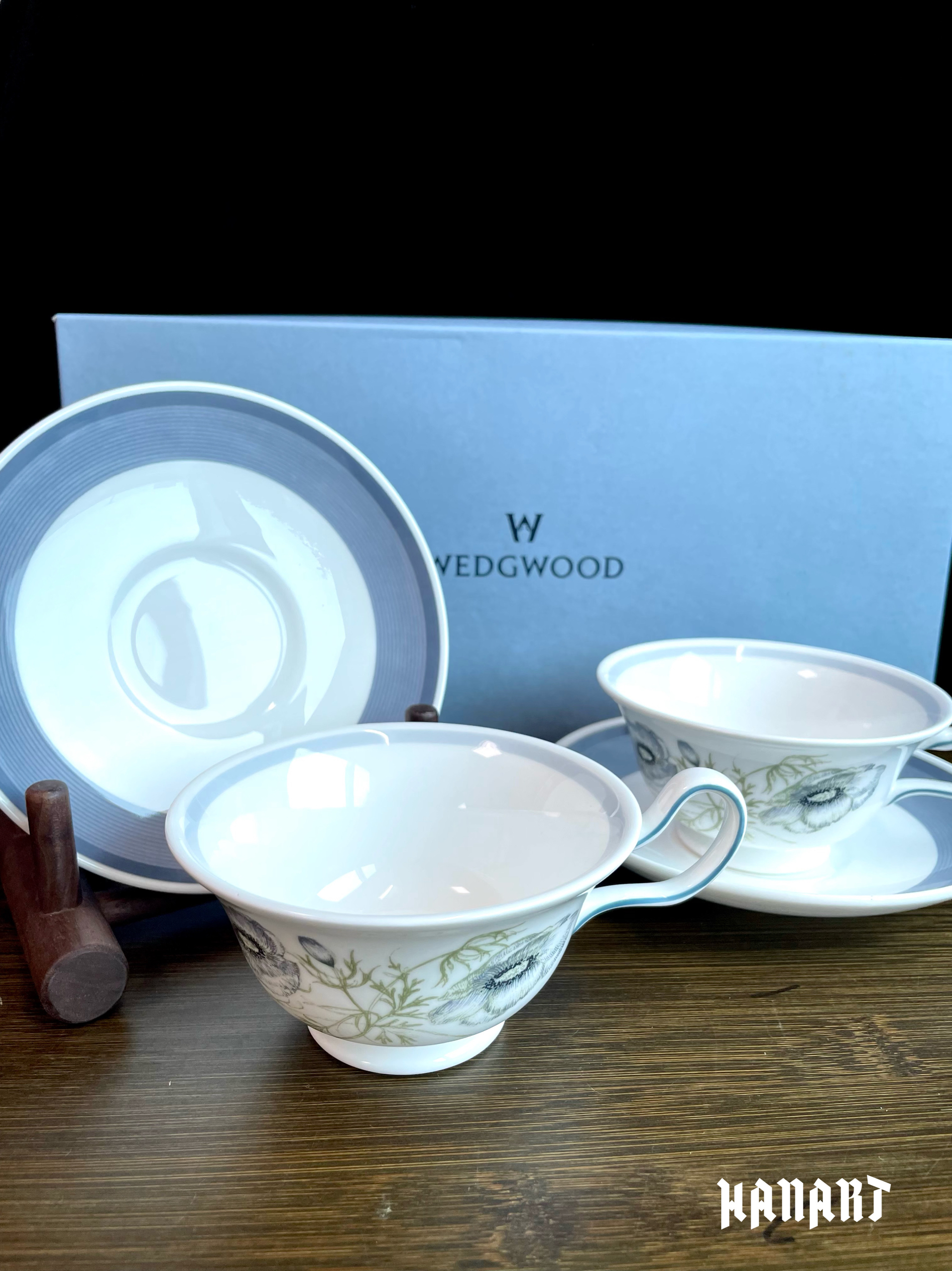 Wedgwood英国骨瓷威基伍德Glen Mist对杯套装咖啡结婚礼物茶杯碟