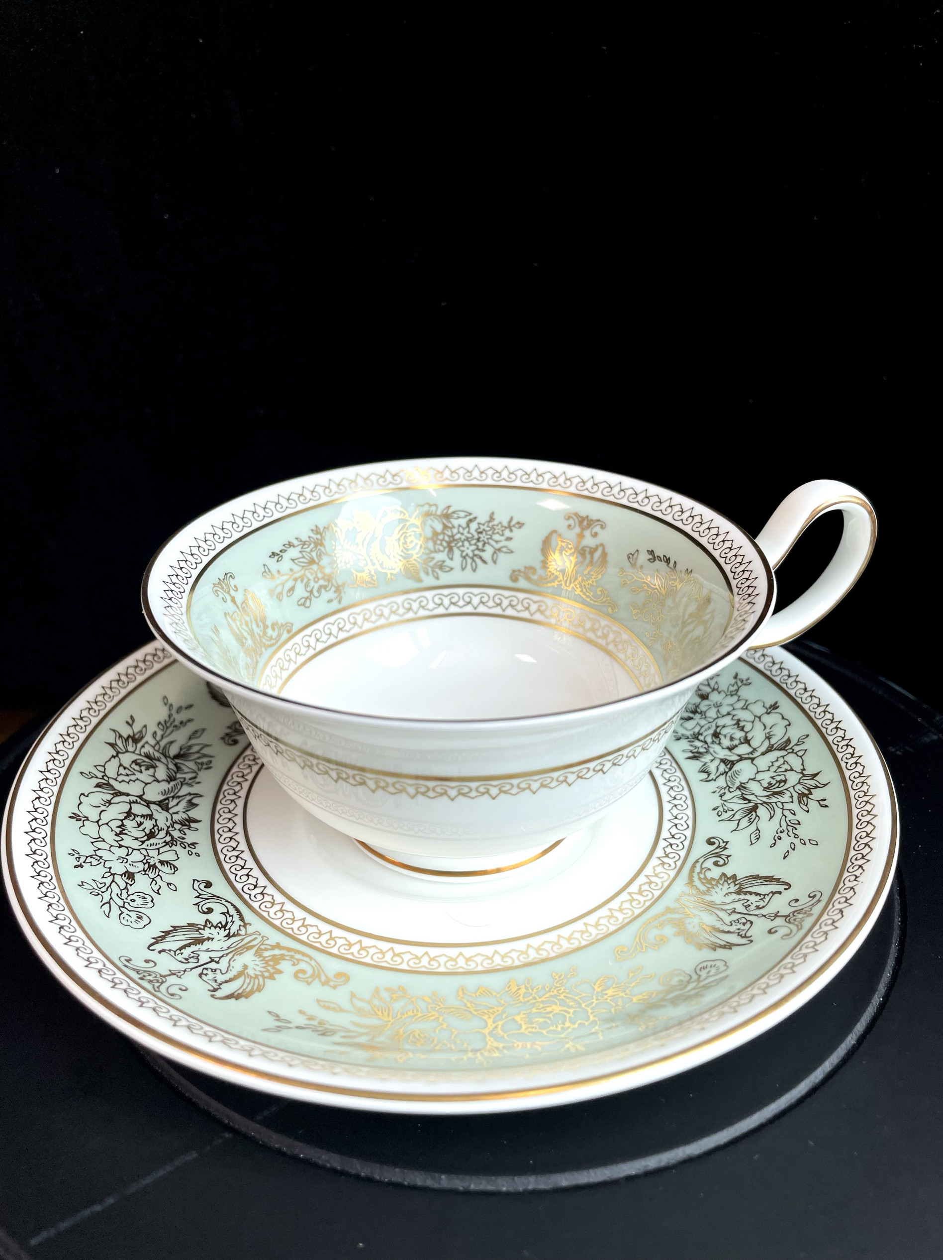 英国产Wedgwood Columbia Sage Green绿宝石鼠尾草红茶杯碟咖啡杯