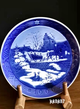 丹麦皇家哥本哈根Royal Copenhagen装饰盘1999年份圣诞纪念收藏盘