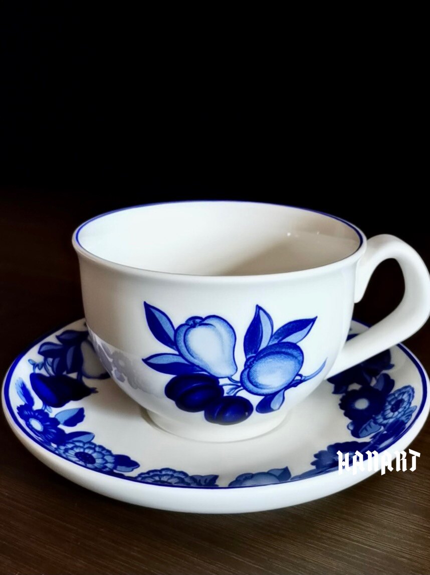丹麦皇家哥本哈根Royal Copenhagen手绘蓝果园咖啡杯下午茶杯碟