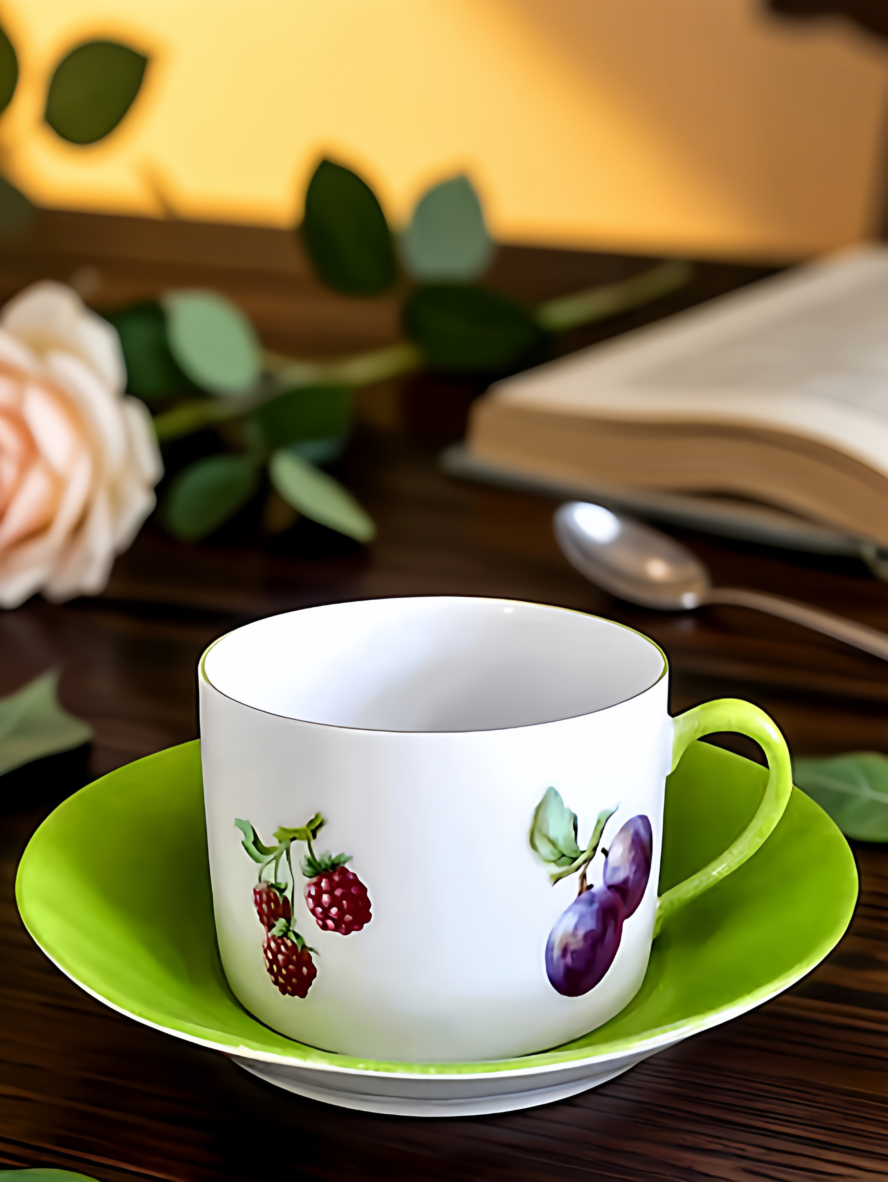 法国瓷器Porcelain Limoges利摩日Art deco绿色复古咖啡杯碟茶杯