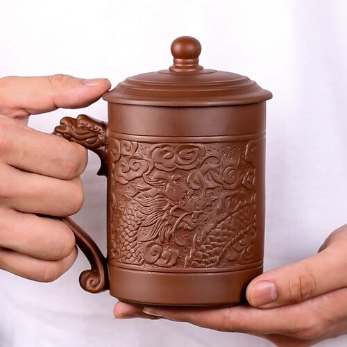 紫砂杯带盖过滤泡茶杯办公男士陶瓷个人专用家用大号主人杯茶杯