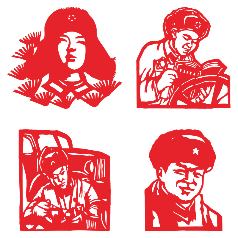 雷锋剪纸半成品diy材料包精神文明建设学校环创学生板报手工红纸