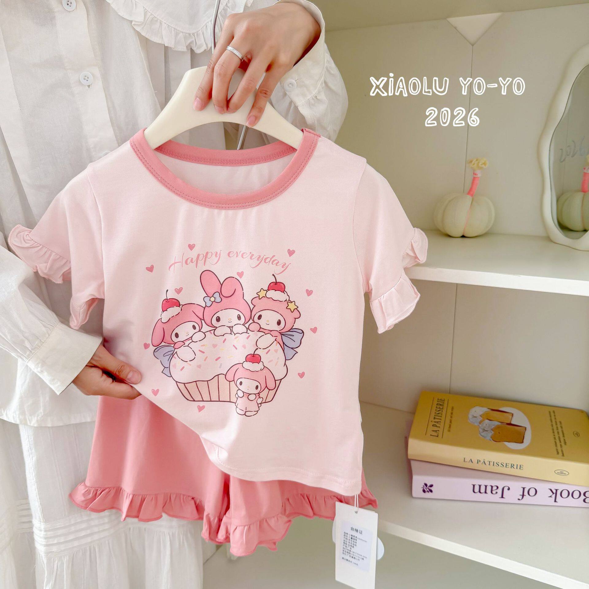 女童睡衣短袖夏季莫代尔薄款两件套2026新款中大童女孩家居服套装
