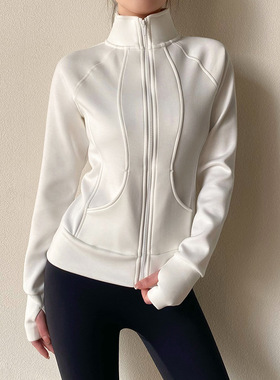 新款加厚运动外套女立领防风长袖户外跑步健身夹克瑜伽服运动上衣
