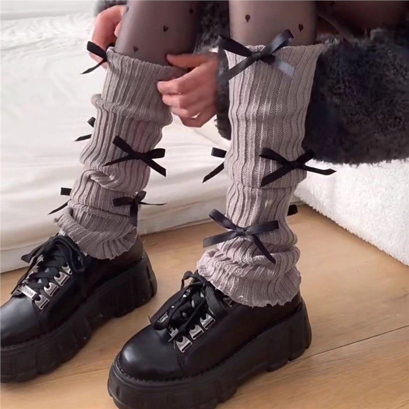 学院风芭蕾风蝴蝶结堆堆袜套秋冬厚保暖可爱少女针织百搭小腿套女,女士内衣/男士内衣/家居服,中筒袜,淘宝优惠券,粉丝福利购,淘宝优惠卷