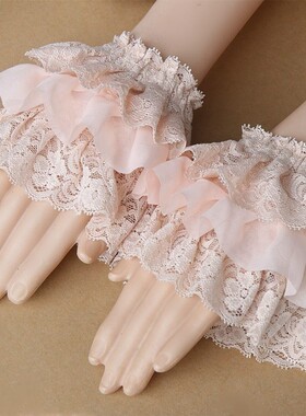 宽约10CM蕾丝雪纺布艺饰品cos动漫少女宽手链腕带手袖臂环遮疤痕