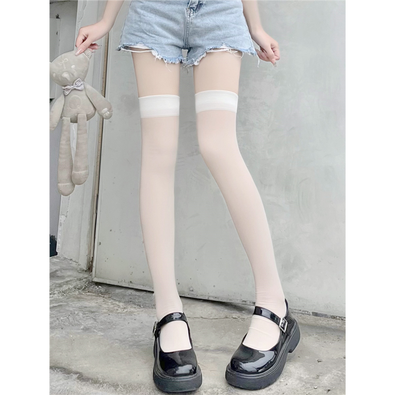 白丝过膝袜子女夏季薄款微透纯欲性感大腿袜白色高筒丝袜jk长筒袜,女士内衣/男士内衣/家居服,长筒袜,淘宝优惠券,粉丝福利购,淘宝优惠卷