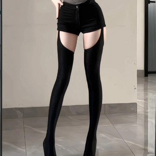 FLGG【辣妹】性感花边打底挖洞连裤袜吊带丝袜性感禁欲系美腿黑丝