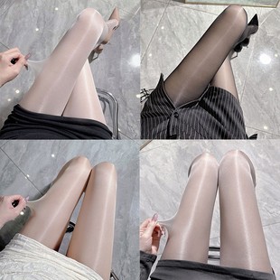 超薄油光连裤 袜女防勾丝极光油亮黑丝袜显瘦美腿性感马油丝袜开档