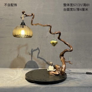 天然根雕禅意台灯杜鹃根艺灯禅意氛围灯饰