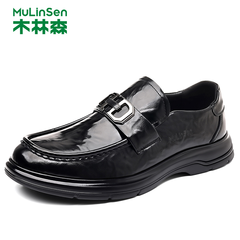 木林森男士一脚蹬厚底舒适豆豆鞋