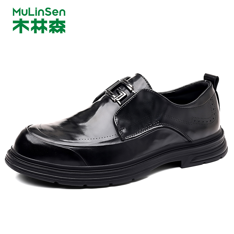 木林森通勤一脚蹬厚底皮鞋男