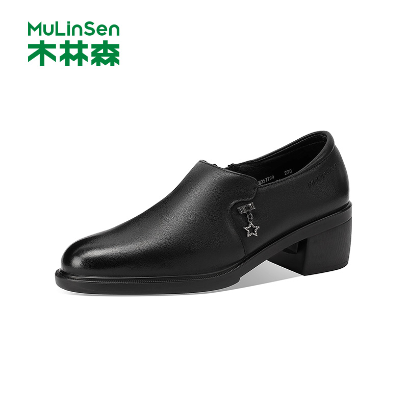 木林森女士工作皮鞋妈妈鞋
