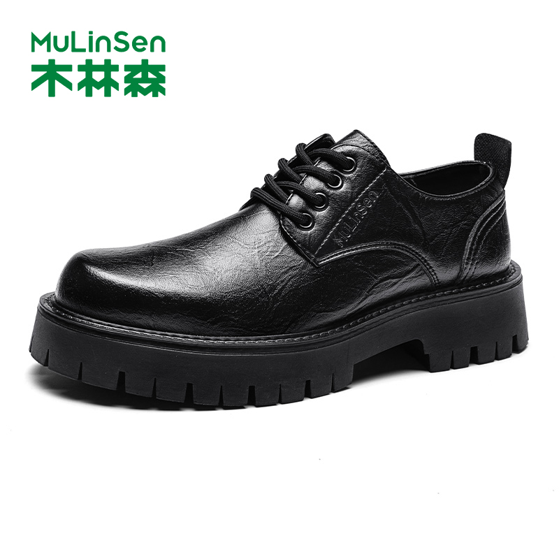 木林森休闲皮鞋男士正装大头鞋